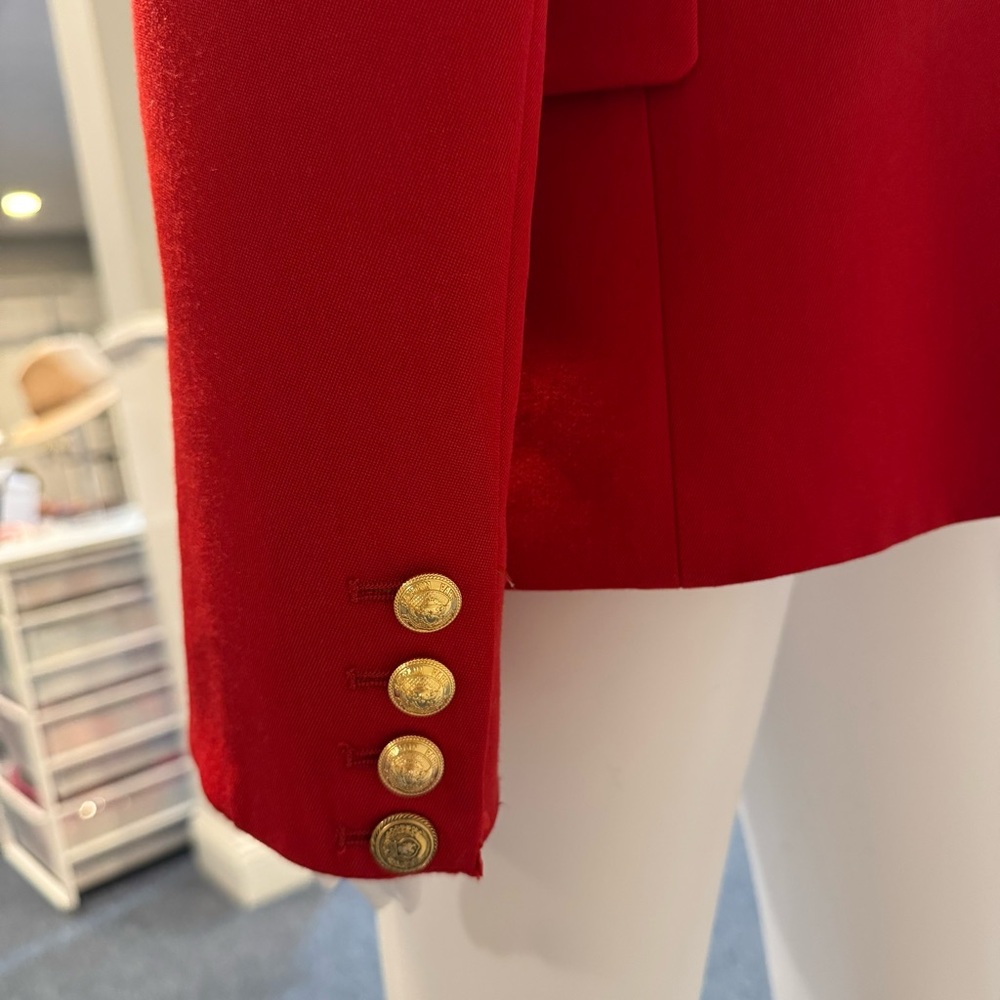 Balmain Red Blazer with Gold Buttons - Picture 8 of 13